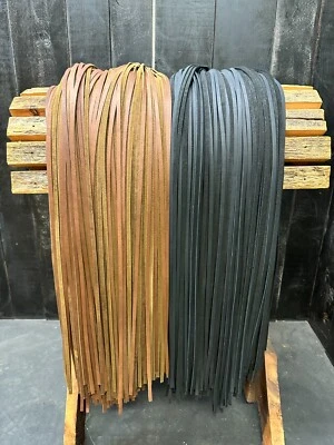 Cordón de cuero genuino NEGRO 1/4” X 72” tira cordón trenzado cuerda cordón 6 mm Foto 1 de 4