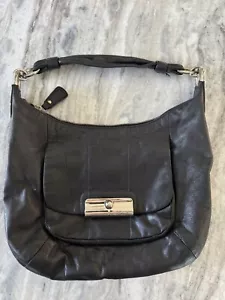 VINTAGE Coach Black Kristin Bag Leather Hobo M1126-16808 Purse Silver Used - Picture 1 of 16