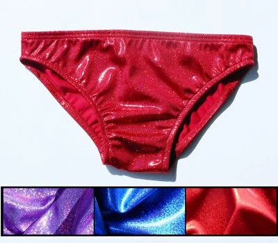 Traje de baño corto de tiro bajo para hombre en holograma metálico rojo, azul o púrpura Foto 1 de 4