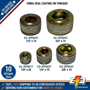 50 Pcs Steel Pipe Plugs Set BSP Japanese 1/8″ 1/4″ 3/8″ 1/2″ 3/4" Pipe Hex Fit - Bild 1 von 6