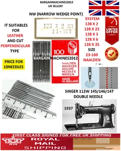 SINGER 112W145 MUVA 128X2NW,128X22,128X3 S=23/160 INDUSTRIAL SEWING MACHN NEEDLE - Picture 1 of 6