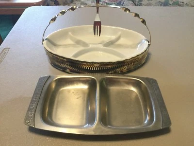 Servidor seccional ovalado chapado en plata Studio Silversmiths Cordon Bleu con horquilla plus Foto 1 de 4