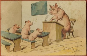 Carte postale-Petits cochons à l'école-Réf.A19 - Imagen 1 de 2