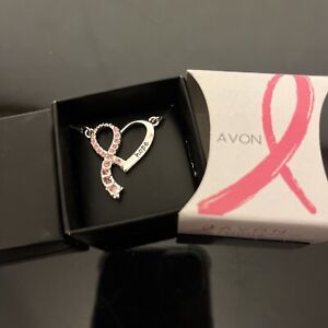 Avon Breast Cancer Crusade Heart Ribbon Necklace - Brand New In Box!!