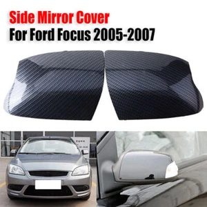 Carbon Fiber Rearview Mirror Cover Trim Pair Fits Ford Focus MK2 2005 2006 2007 - Picture 1 of 7
