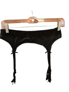 Vintage 90s Victoria's Secret Black Lace  Garter Belt - Size L - Picture 1 of 5