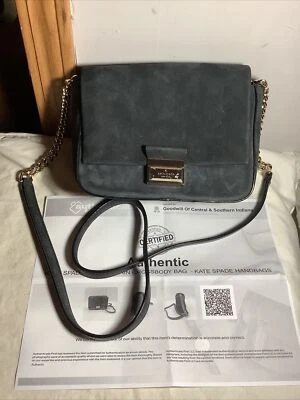 Bolso Bandolera Kate Spade New York Azul Gamuza Cadena ~ Certificado de Autenticidad Foto 1 de 4