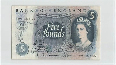 GREAT BRITAIN 5 Pounds 1963-66 ENGLAND, P-375a B297, Hollom.  H98 231122. ..C6 - Image 1 of 2