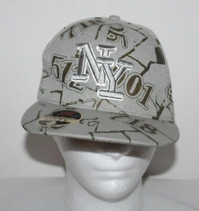 New York NY Area code Fitted Hat 7 1/2 Fifty Cap Gray with silver NY - Picture 1 of 7