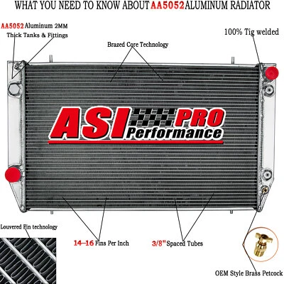 ASI 4 Row Radiator For 1982-1991 Jaguar XJS 6 CYL 3.6L/1992-1996 Jaguar XJS 4.0L Foto 1 de 4