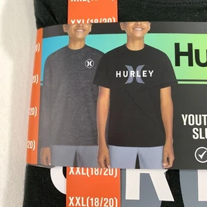 Hurley Boys XXL 2-pack Shirt Graphic Tee and Slub Long Sleeve Shirt Black 18/20 - Picture 1 of 7