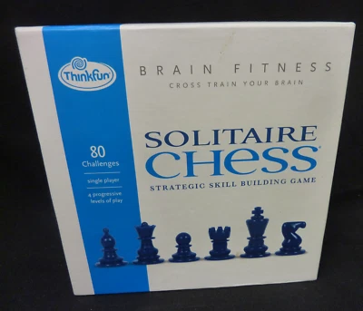 THINK FUN SOLITAIRE CHESS STRATEGIC SKILL BUILDING GAME WITH 80 CHALLENGES - Image 1 of 4