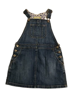 Mini Boden Denim Dress Jumper Heart Pockets Girls EUC Size 7/8 - Picture 1 of 6