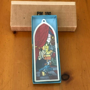 NIB Vintage Precious Moments Stained Glass Window Style Double Sided Ornament - Picture 1 of 9
