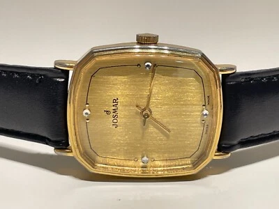 复古 罕见 豪华 男式 瑞士 镀金 机械手表 "JOSMAR" 带宝石 — 第 1/4 张图片