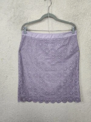 Falda de mujer The Limited 12 altos de encaje púrpura floral forrada recta hasta la rodilla Foto 1 de 4