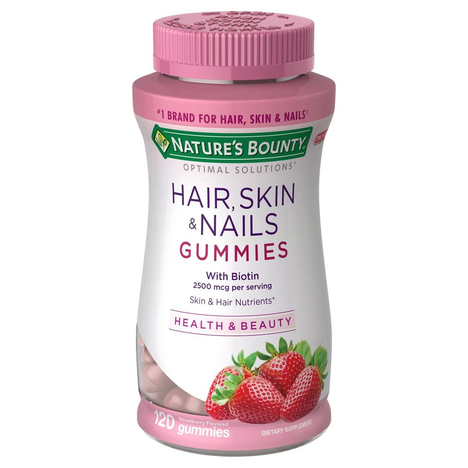 Natures Bounty Hair Skin & Nails Gummies With Biotin 2500 Mcg per Serving 120ct