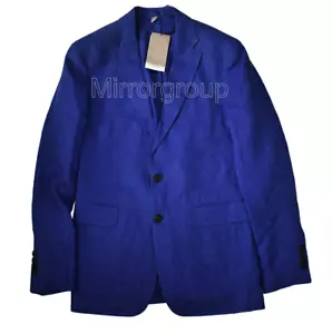 NEW BURBERRY London Violet Blue 100% LINEN 2-Button SOHO Blazer Sport Coat 38R - Picture 1 of 17