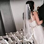 RULTA IVORY Wedding Veil 1 Tier Fingertip Veils Lace Applique Edge with Comb HA