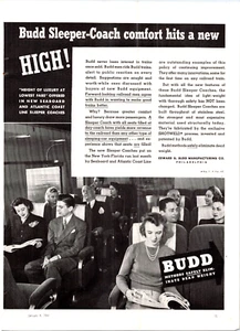 Budd Railway Sleeper-Coach 1941 1941 Ad - Picture 1 of 4