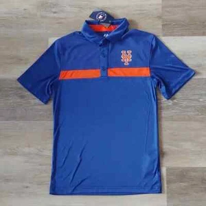 NWT Majestic MLB New York Mets Men's Polo Shirt Blue Size S - Picture 1 of 7