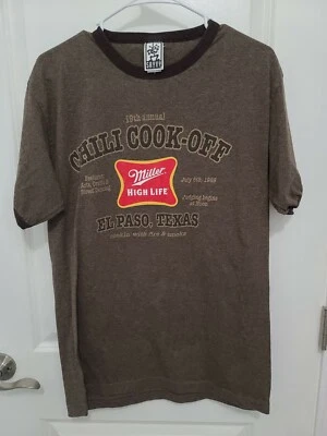 Camiseta de colección 1985 Miller High Life Beer Ringer Chili Cook-Off El Paso Texas Med  Foto 1 de 4