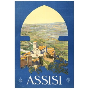 Assisi Italy Travel Poster FRIDGE MAGNET, Decorative Mini Gift 1920 - Picture 1 of 7