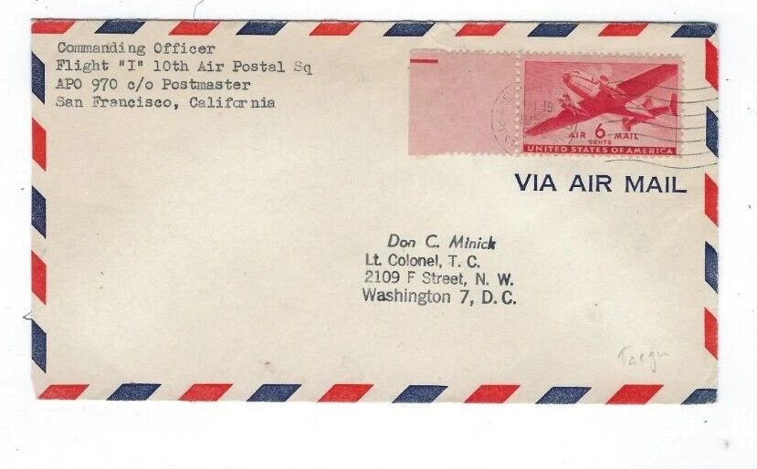 1953 APO #970, KOREA, 6c Airmail to Washington DC - Image 1 of 1