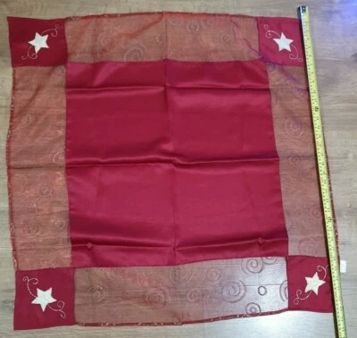 Maison Strauss Hand Embroidered Christmas Tablecloth Tea table square Linen  - Image 1 of 4