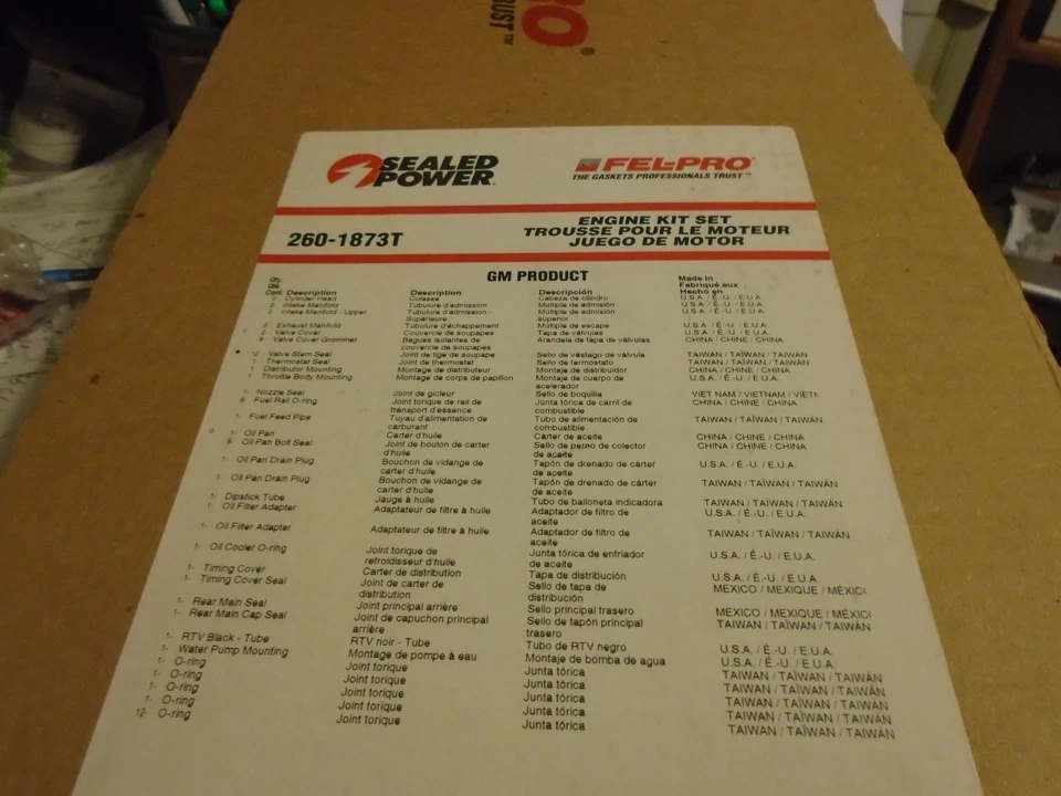 96-99 chevy pontiac lumina gran prix   engine gasket set sealed power 260-1873t - Image 1 of 3