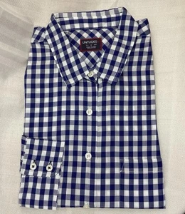 UNTUCKit geknöpftes Damenhemd blau weiß Gingham-Karo Belleza Größe 6 neu ohne Etikett - Bild 1 von 7