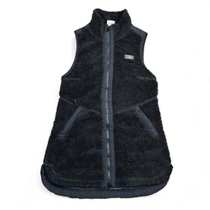 Chaleco túnica largo polar Sherpa negro L.L.Bean grande cremallera completa pila profunda 515934 - Imagen 1 de 9