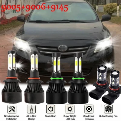 Farol de LED alto/baixo+lâmpadas de neblina para Toyota Corolla 2005 2006 2007 2008 - Imagem 1 de 4