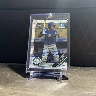 Noelvi Marte Signed IP Auto 2019 Bowman Chrome 1st Bowman  #BCP-97 Mariners - Image 1 of 4