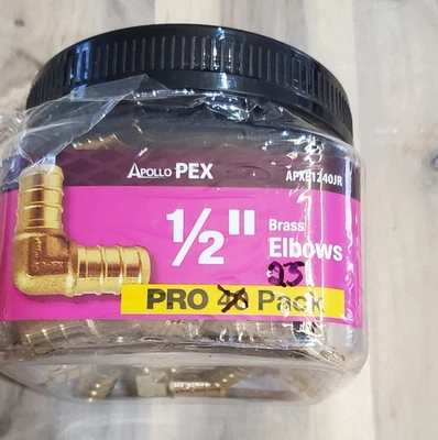 Apollo Pex Apollo - 1/2 in. Brass PEX-B Barb 90-Degree Elbow Pro Pack (25-Pack) - Image 1 of 4