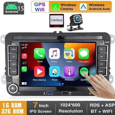 Android 15 CarPlay Autoradio GPS RDS Für VW GOLF 5 6 Passat Touran Tiguan EOS - Bild 1 von 4