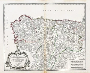 Castilla Galicia Asturias España Spain Mapa Card Map Vaugondy 1752 - Picture 1 of 1