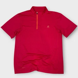 Camiseta de running Nike ACG para hombre talla mediana roja 1/4 cremallera logotipo pulóver gimnasio entrenamiento - Imagen 1 de 9