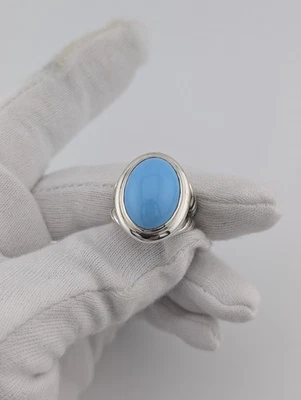 Кольцо овальное David Yurman из стерлингового серебра 925 пробы с бирюзой размер 7 - Изображение 1 из 4