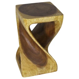 Haussmann Original Wood Twist End table 12x12x20 in Height Oak Oil - Picture 1 of 7