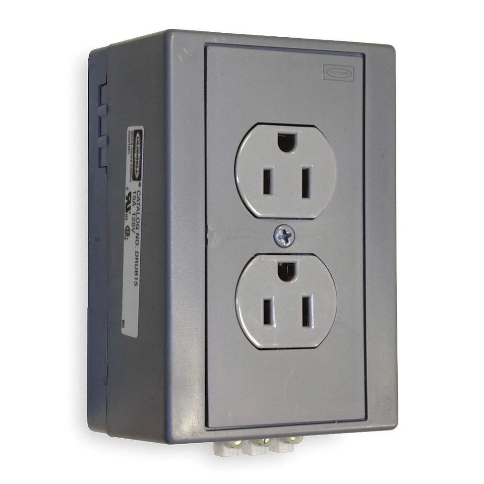 HUBBELL DRUB15 DIN Rail Recept,Gray,15 A,2P3W,Side,1PK 1DNV4 - Image 1 of 1