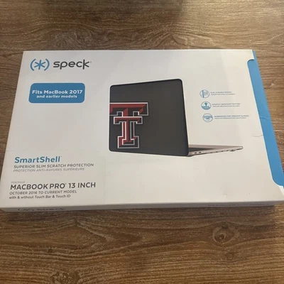 Estuche rígido negro Speck SmartShell Texas Tech MacBook Pro 13" Notebook Foto 1 de 4