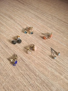 Stud Earrings Mixed Vintage Bundle 6 Pairs - Picture 1 of 13