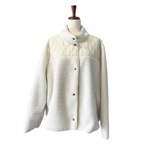 Barbour Aspen Fleece 3X Women's Cream Snap Closure Jacket Coat Sweater Preppy - Picture 1 of 13
