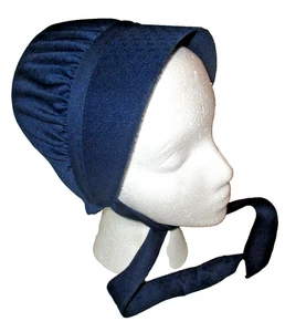 Amish Mennonite Juniors Bonnet Medium Blue Prairie Colonial Civil War Halloween - Picture 1 of 6