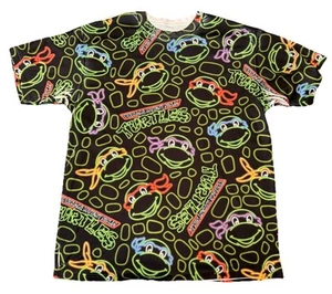 Teenage Mutant Ninja Turtles Neon Gesichter Shirt L Nickelodeon SCHNELLER VERSAND ANSEHEN SEHR GUTER ZUSTAND + - Bild 1 von 3