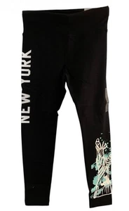 Justice Girls Leggings Black Size 6 Full Length Elastic Waist New York Theme - Picture 1 of 12