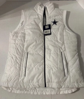 NFL Dallas Cowboys Mujer’s Chaleco Puffer Blanco Con Bolsillos - MEDIANO Foto 1 de 4