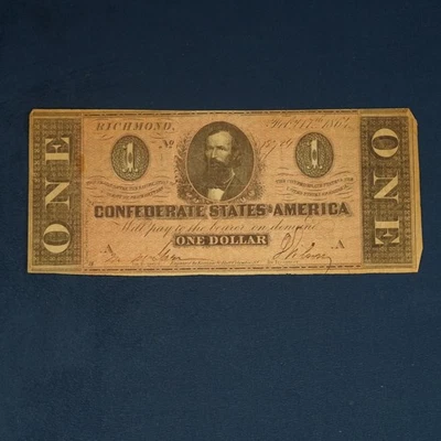1864 Confederate States of America $1 Note - Free Shipping USA - Image 1 of 4