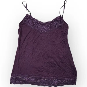 Y2K Purple Crinkle Lace Cami Tank Top Maurices Sz Med Goth Dark Cottagecore - Picture 1 of 7